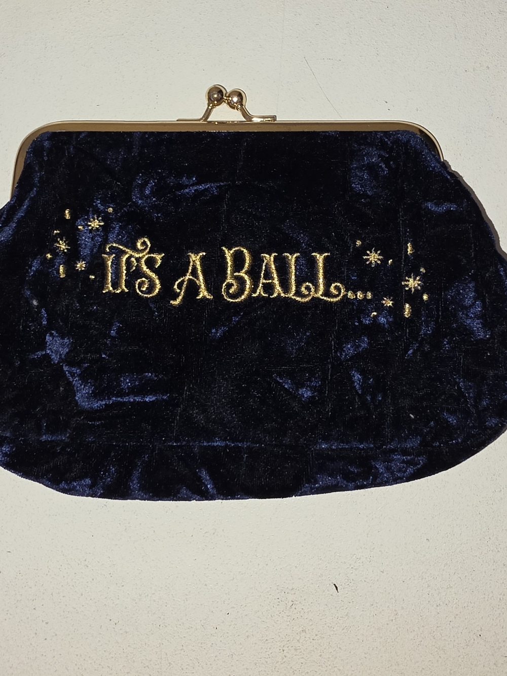 Disney Navy Velvet Clutch with Gold Embroidery
